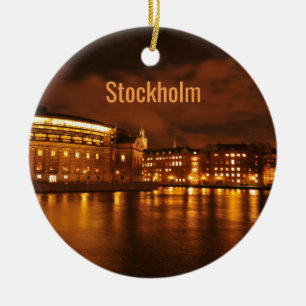 Adorno De Cerámica Estocolmo, Suecia en la noche