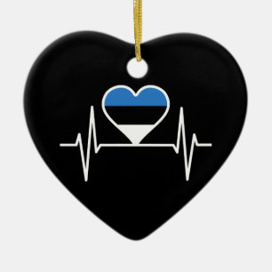 Adorno De Cerámica Estonia Latido del corazón Bandera de Estonia