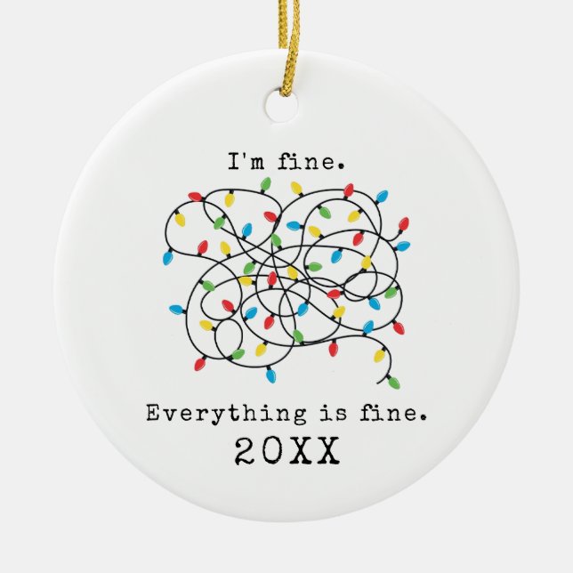 Adorno De Cerámica Estoy bien, todo está bien, Navidades divertidos 2 (Frente)