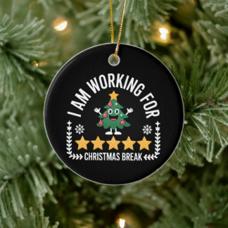 Adorno De Cerámica Estoy Trabajando Para Navidad Descanso Árbol De Na