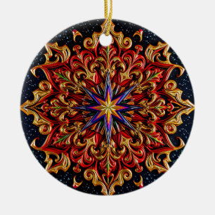 Adorno De Cerámica Estrella 3D 3D del color rojo morado de los navida