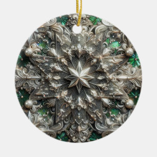 Adorno De Cerámica Estrella 3D 3D Plateada Morada Verde ~