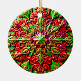 Adorno De Cerámica Estrella 3D verde rojo amarillo navidad ~