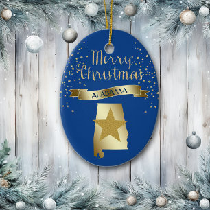 Adorno De Cerámica Estrella alabama de oro azul