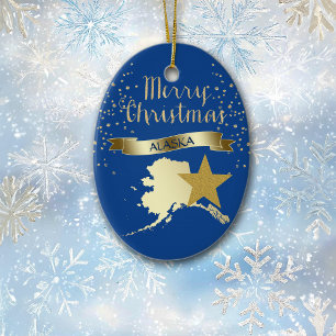 Adorno De Cerámica Estrella alaska de oro azul