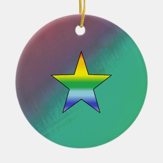 Adorno De Cerámica Estrella arco iris (Frente)