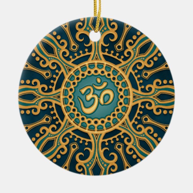 Adorno De Cerámica Estrella azul de oro de Aum (Frente)