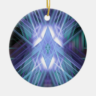 Adorno De Cerámica Estrella azul y verde brillante