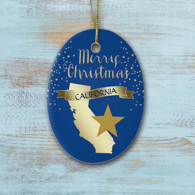 Adorno De Cerámica Estrella Blue Gold California (Subido por el creador)