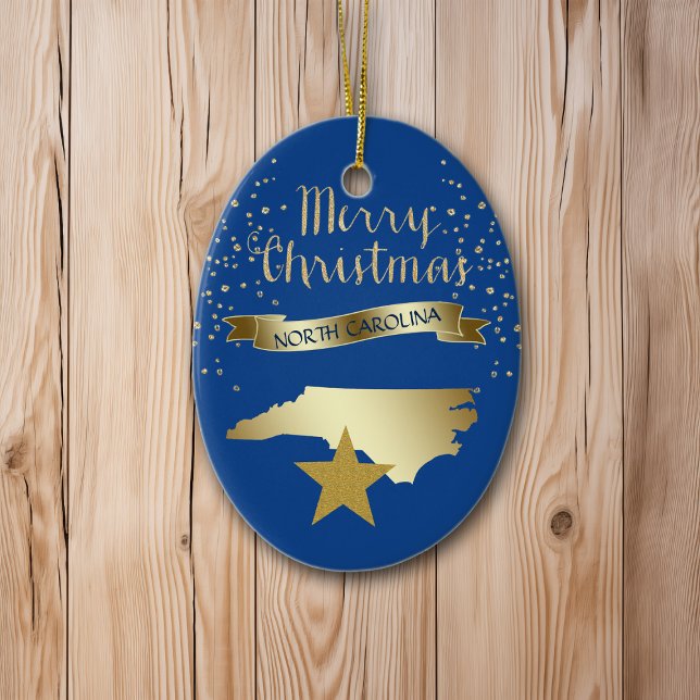 Adorno De Cerámica Estrella Blue Gold North Carolina (Subido por el creador)
