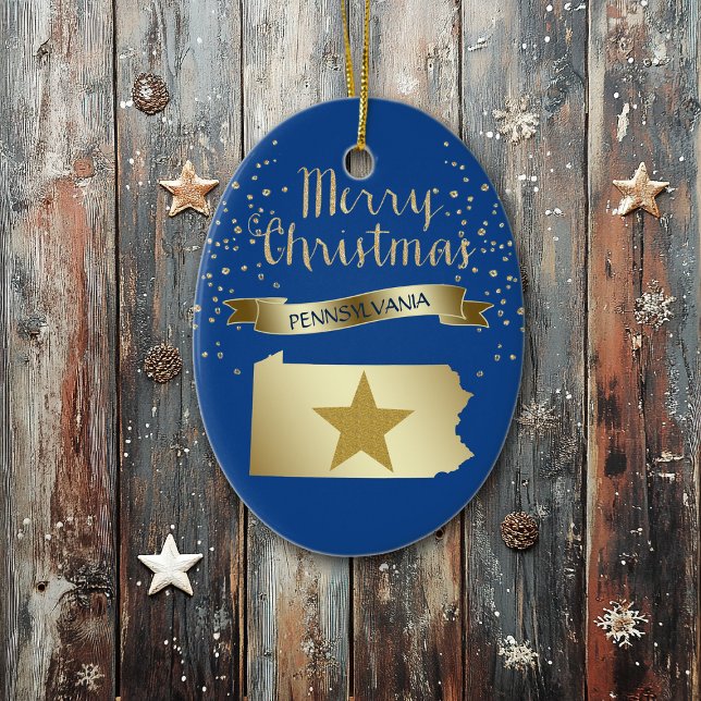 Adorno De Cerámica Estrella Blue Gold Pennsylvania (Subido por el creador)