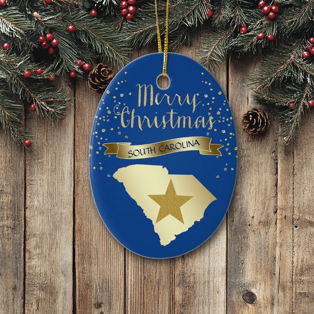 Adorno De Cerámica Estrella Blue Gold South Carolina Star (Subido por el creador)