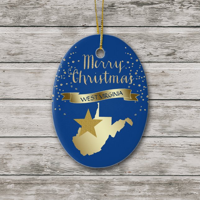 Adorno De Cerámica Estrella Blue Gold West Virginia (Subido por el creador)