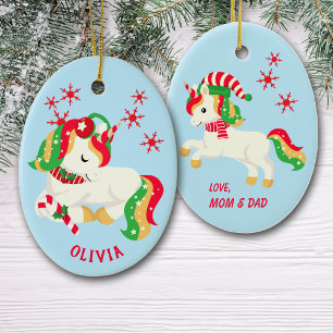 Adorno De Cerámica Estrella Colorida Unicornio Niños Navidad