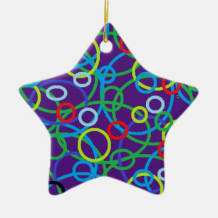 Adorno De Cerámica Estrella con Círculos Personalizada Navidad