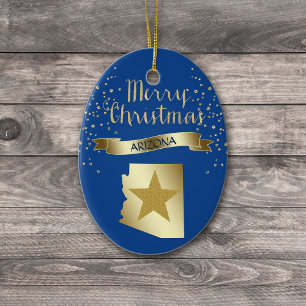 Adorno De Cerámica Estrella de Arizona de Oro Azul
