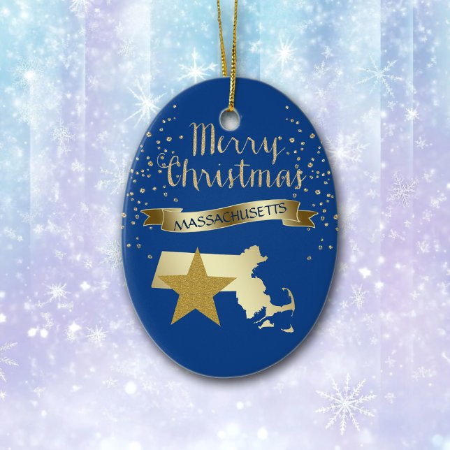Adorno De Cerámica Estrella de Blue Gold Massachusetts (Subido por el creador)
