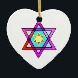 Adorno De Cerámica Estrella de David<br><div class="desc">Regalos judíos e ideas del regalo con la estrella judía del vitral de David.</div>