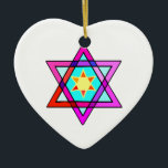 Adorno De Cerámica Estrella de David<br><div class="desc">Regalos judíos e ideas del regalo con la estrella judía del vitral de David.</div>