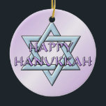 Adorno De Cerámica Estrella de David en Chanukah<br><div class="desc">¡Piensen en los temas! Reproducir con colores de fondo, añadir o borrar texto, y (por un poco de cargo adicional añadido aquí, pero que se puede borrar) personalizar la parte posterior con imágenes, color, tu logotipo / información comercial, etc.! También son excelentes para regalos o para usar como toque final...</div>