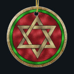 Adorno De Cerámica Estrella de David en Chanukah<br><div class="desc">¡Piensen en los temas! Reproducir con colores de fondo, añadir o borrar texto, y (por un poco de cargo adicional añadido aquí, pero que se puede borrar) personalizar la parte posterior con imágenes, color, tu logotipo / información comercial, etc.! También son excelentes para regalos o para usar como toque final...</div>