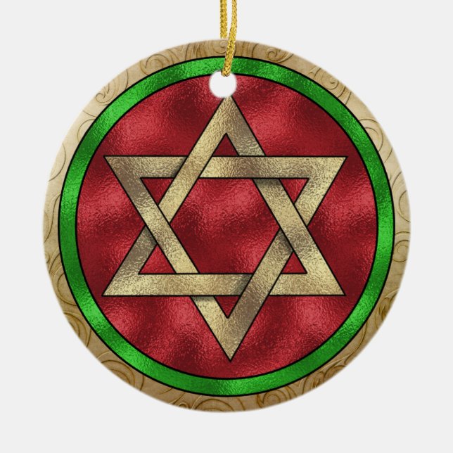 Adorno De Cerámica Estrella de David en Chanukah (Frente)