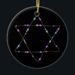 Adorno De Cerámica Estrella de David en Chanukah<br><div class="desc">¡Piensen en los temas! Reproducir con colores de fondo, añadir o borrar texto, y (por un poco de cargo adicional añadido aquí, pero que se puede borrar) personalizar la parte posterior con imágenes, color, tu logotipo / información comercial, etc.! También son excelentes para regalos o para usar como toque final...</div>