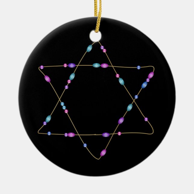 Adorno De Cerámica Estrella de David en Chanukah (Frente)