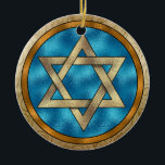 Adorno De Cerámica Estrella de David en Chanukah<br><div class="desc">Diviértete con esto. ¡Piensen en los temas! Juega con colores de fondo, agrega o elimina texto, y (por un poco de cargo adicional) personalizar la parte posterior con imágenes, color, tu logotipo / información comercial., etc.! También son excelentes para regalos o para usar como toque final de clase en su...</div>