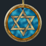 Adorno De Cerámica Estrella de David en Chanukah<br><div class="desc">Diviértete con esto. ¡Piensen en los temas! Juega con colores de fondo, agrega o elimina texto, y (por un poco de cargo adicional) personalizar la parte posterior con imágenes, color, tu logotipo / información comercial., etc.! También son excelentes para regalos o para usar como toque final de clase en su...</div>