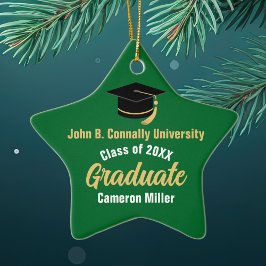 Adorno De Cerámica Estrella de graduación personalizada Green Graduat