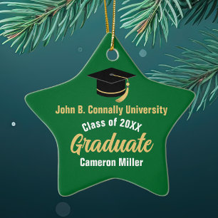 Adorno De Cerámica Estrella de graduación personalizada verde para gr