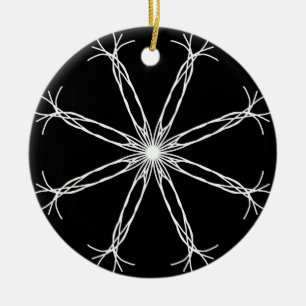 Adorno De Cerámica Estrella de Kaleidoscopio Blanco y Negro