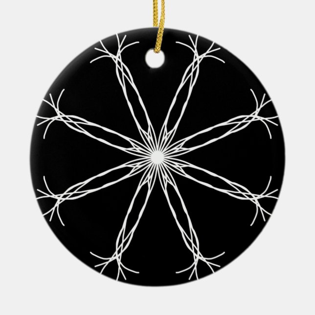 Adorno De Cerámica Estrella de Kaleidoscopio Blanco y Negro (Frente)