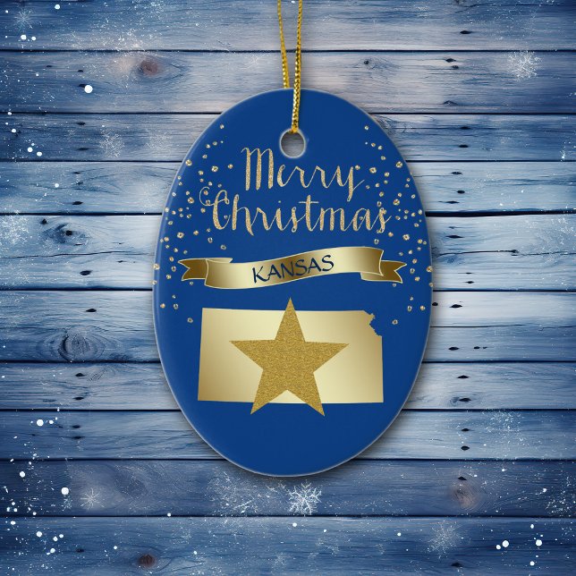 Adorno De Cerámica Estrella de Kansas Blue Gold (Subido por el creador)
