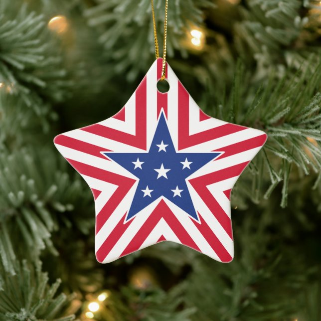 Adorno De Cerámica Estrella de la libertad (Stripe) (Árbol)