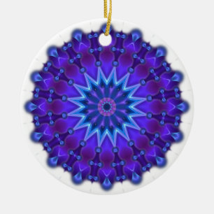 Adorno De Cerámica Estrella de Mandala en azul