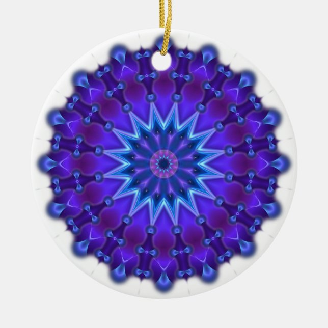Adorno De Cerámica Estrella de Mandala en azul (Frente)