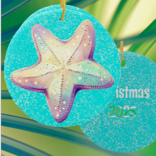 Adorno De Cerámica Estrella de mar tropical personalizada para Navida