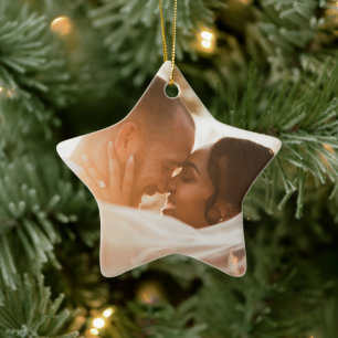 Adorno De Cerámica Estrella de Navidad Adorable Foto de Feliz y Casad