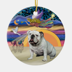 Adorno De Cerámica Estrella de Navidad - Bulldog inglés blanco