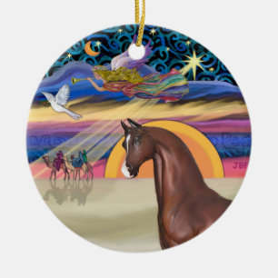 Adorno De Cerámica Estrella de Navidad - Caballo (marrón)