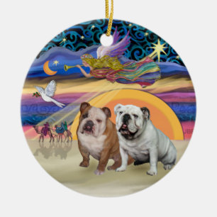Adorno De Cerámica Estrella de Navidad - Dos Bulldogs Ingleses