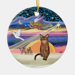 Adorno De Cerámica Estrella de Navidad - Gato abysiniano de Ruddy