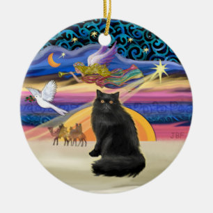 Adorno De Cerámica Estrella de Navidad - gato persa negro