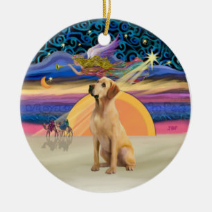 Adorno De Cerámica Estrella de Navidad - Labrador Amarillo