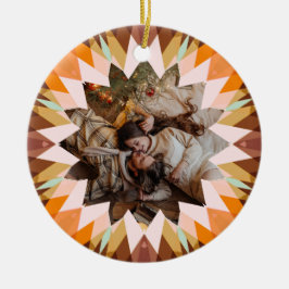Adorno De Cerámica Estrella de Navidad marrón naranja personalizada r