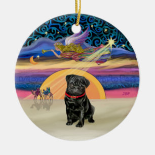Adorno De Cerámica Estrella de Navidad - Negro Pug