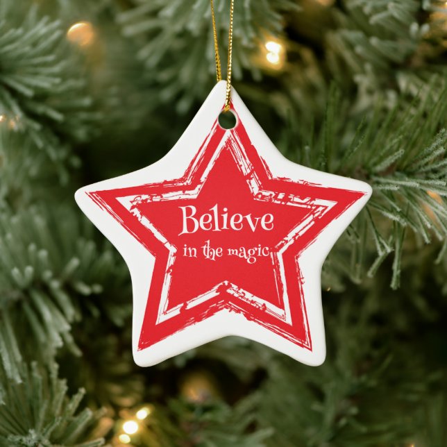 Adorno De Cerámica Estrella de navidad Ornament-Believe (Árbol)