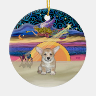 Adorno De Cerámica Estrella de Navidad - Pembroke Welsh Corgi Puppy
